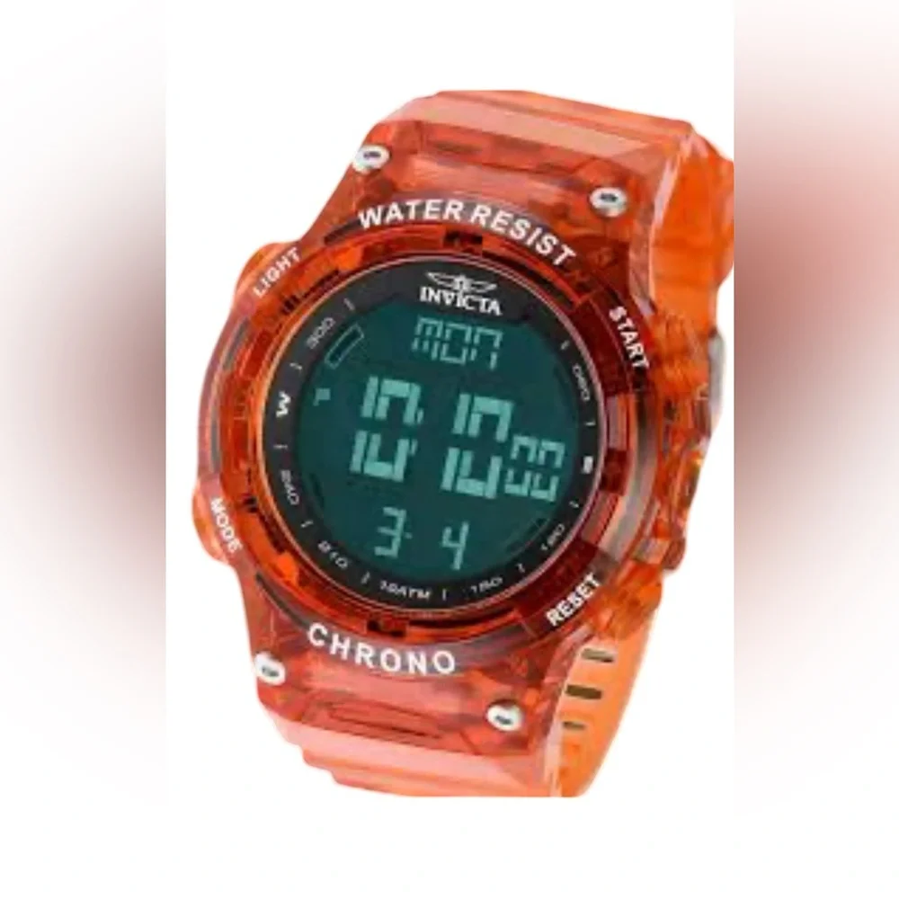 Invicta Chrono Digital Watch Orange Chronograph Water Resistant BNWT Sport